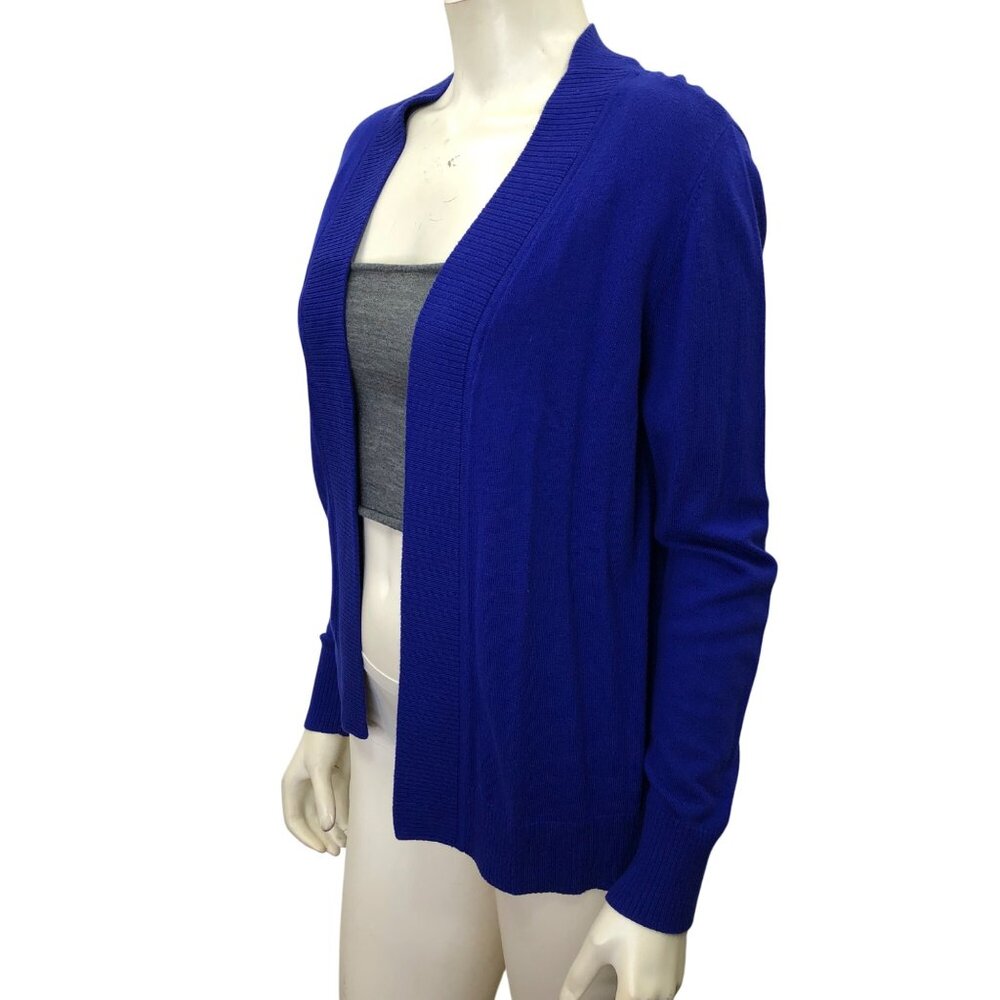 Worthington Womens Blue Open Front Cardigan Sweater Cotton Blend Md‎ Pet NWT